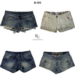 Y2K Paris Hilton Denim Micro Mini Shorts(RE-1870)