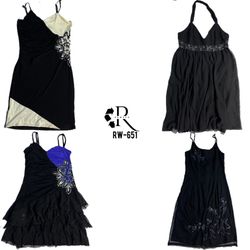 Vestidos de Verão Rave Todos Pretos Y2K (RW-651)