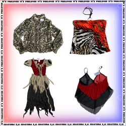 Cruella De Vill Set-tops, Kleider, Röcke, Pelzmant..