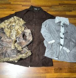 GB32 Y2K Manteau en Suède d'Hiver avec Fourrure