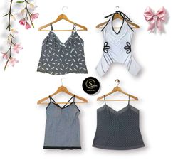 y2K Style Glamorous grey, white and black camis