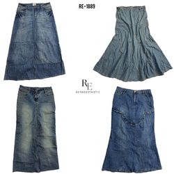 Y2K Britney Era Denim Maxi Skirts (RE-1889)