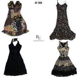 Y2K All Black Gothic Summer Dresses (RE-1898)