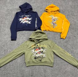 Ed Hardy Damen Cropped Pullover Hoodie