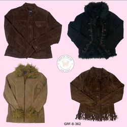 Y2K Vintage Sweat Leather Jacket – 2000s Streetwea..