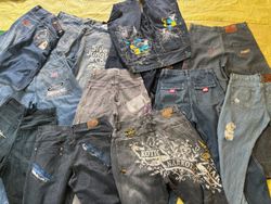 Jeans brodés et de marque Hiphop Y2K