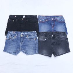 CR4966 UPCYCLED TRUE RELIGION DENIM MINI SHORTS