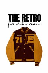 Jaqueta Varsity de Lã Sem Marca (Estilo Retrô)