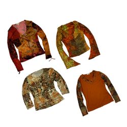 Y2K Grunge Mesh Mix Camisas de Manga Larga