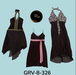 Vestido de poliéster marrón vintage Y2K | Estilo r..