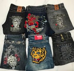 Jeans à tatouage brodés japonais