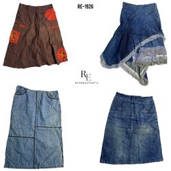 Y2K IT Girl Unique Denim Midi Skirts (RE-1926)