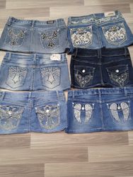 HD1106 Ladies Upcycled Y2K Denim Micro Mini Skirts