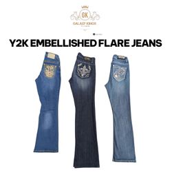 Y2K EMBELLISHED FLARE JEANS