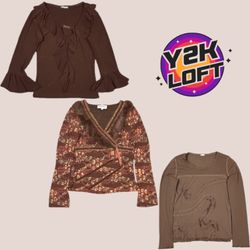 Y2Kグランジロングスリーブメッシュトップス