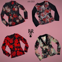 Y2K Love Story Floral Mesh Full Sleeve Tops (AA-20..