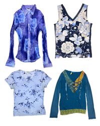Y2k Blended Skies Tops: S-1256