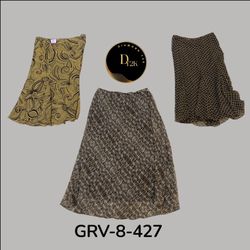 Brown Printed Poly Skirt – Retro Y2K Inspired Styl..