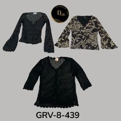 Black & Cream Long Sleeve Blouse – Elegant Y2K Ins..