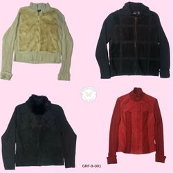 Y2K Saud Leather Signal Zip Sweater – Essence rétr..