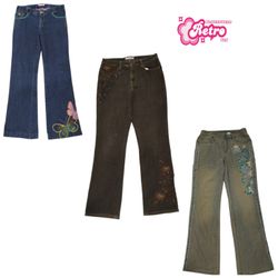 Y2K Embellished Denim Flared Jeans (Sep-23)