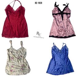 Y2K Pretty Silk Slips Tops (RE-1939)