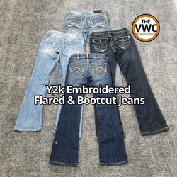 Y2K Embroidered Jeans - Bootcut and Flare