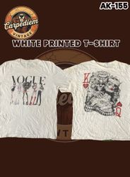 Weiße bedruckte T-Shirts Ak-155