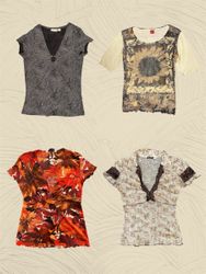 Tops de meia manga Y2K mix and match (TS:704)