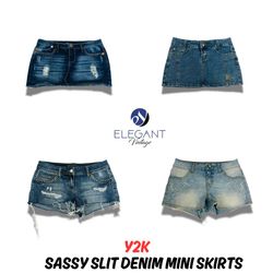 Y2K Sassy Slit Denim Mini Skirts - EV0924