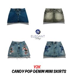 Y2K Candy Pop Denim Mini Skirts - EV0927