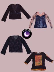 Camisetas de manga longa estilo europeu Y2K (M-613..