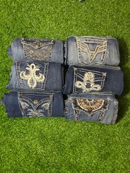 Jeans bordados acampanados Y2k