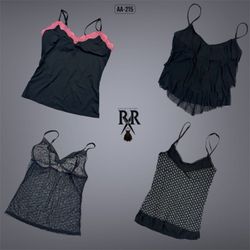 Y2K All Black Gothic Cami Tops (AA-215)