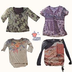 Pacote de Tops Y2K Boho e Indie Print