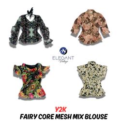 Y2K Fairy Core Mesh Mix Blusen - EV0937
