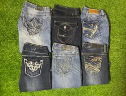 Jeans bordados Y2k