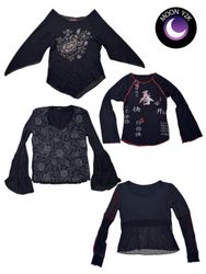 Y2K Gothic Witch core Black full serve tops (M-636..