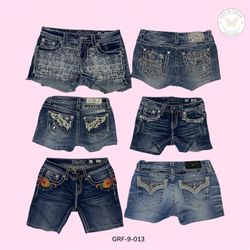 Y2K Miss Me Mini Shorts – Vintage Low Rise Denim E..