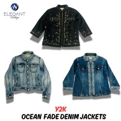 Y2K Ocean Fade Denim Jackets - EV0974