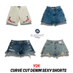 Y2K Curve Cut Denim Sexy Shorts - EV0982