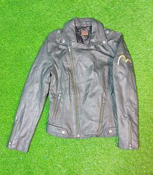 SAY#301 Veste de motard en cuir noir vintage – Sty..