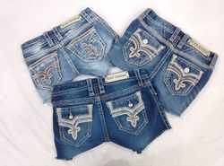 CR5167 Upcycled Rock Revival Sexy Denim Shorts
