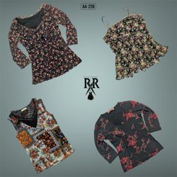 Y2K All Black Floral Mix Tops (AA-228)