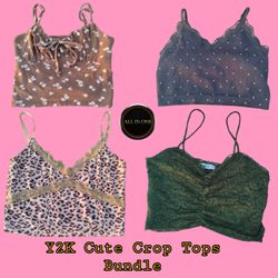 Y2K Aesthetic Crop Tops Printed Bundle