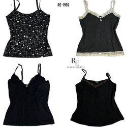 Y2K All Black Gothic Cami Tops (RE-1992)