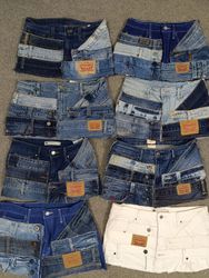 HD1160 Ladies Upcycled Levi's Belted Skirts