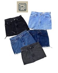 Upcycled Denim Frayed Minirock