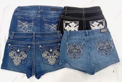 IQ0698 Y2K Style Upcycled Dream Doll Denim Shorts