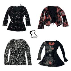 Y2K All Black Rave Magliette a Maniche Lunghe (RW-..